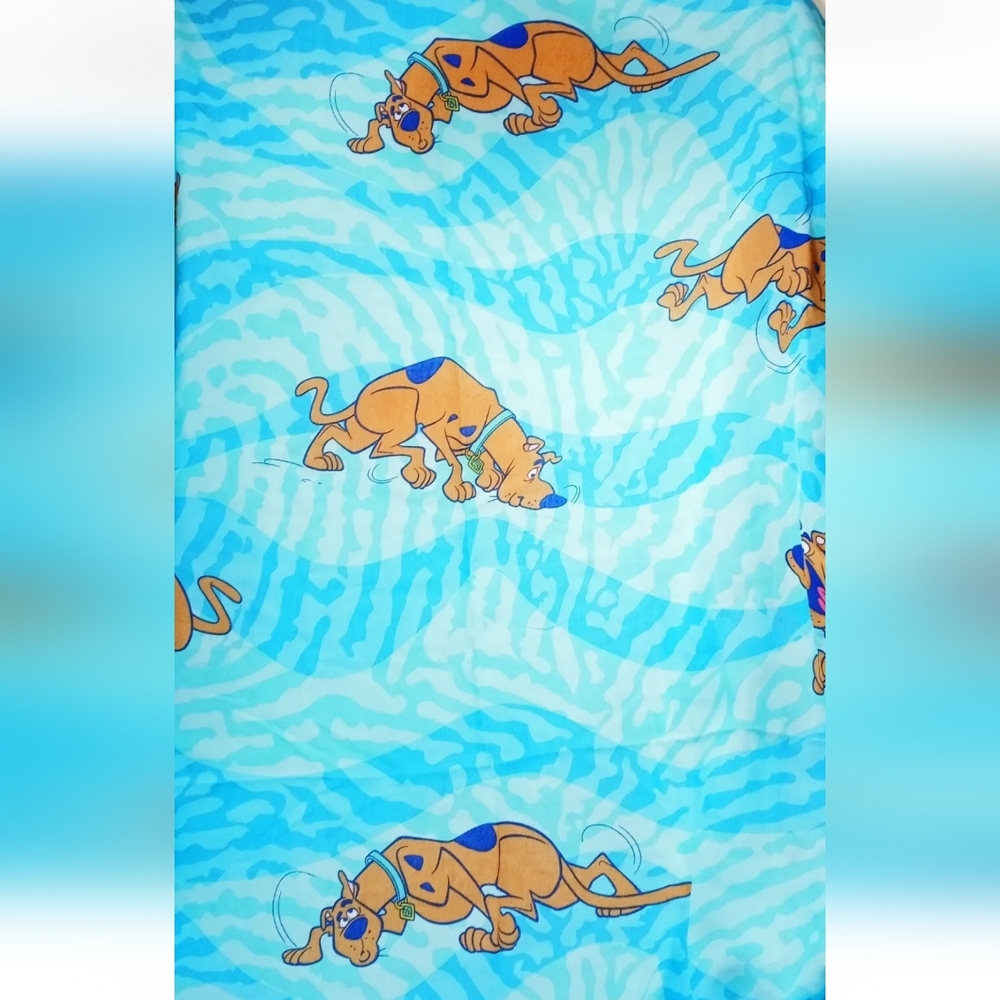 One Scooby Doo Window Curtain Dan River Blue Brown 2000 Hanna Barbara 67" x 97"